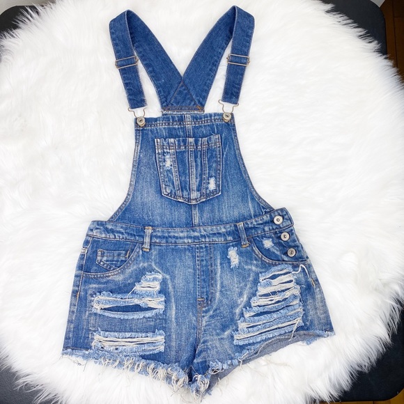 Highway Jeans Destroyed Denim Overalls 